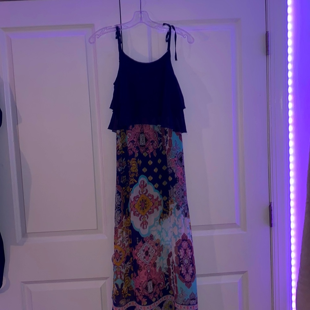 Truly Me Girls Navy Blue Patterned Sun Dress